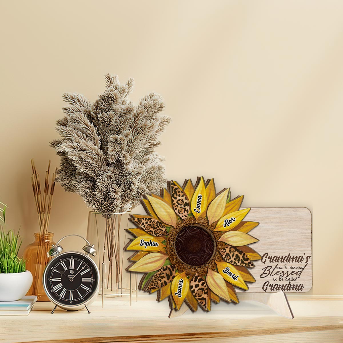 Grandma's Tea & Biscuits - Personalized Grandma 2 Layered Wood Sign