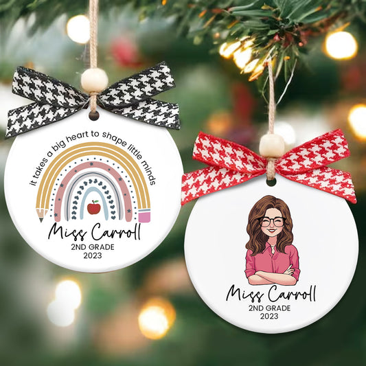 Thanks For Helping Me Shine - Personalized Teacher Ceramic Circle Ornament