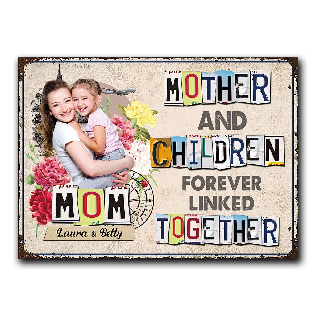 Forever Linked Together - Gift for mom, daughter, son - Personalized Rectangle Metal Sign