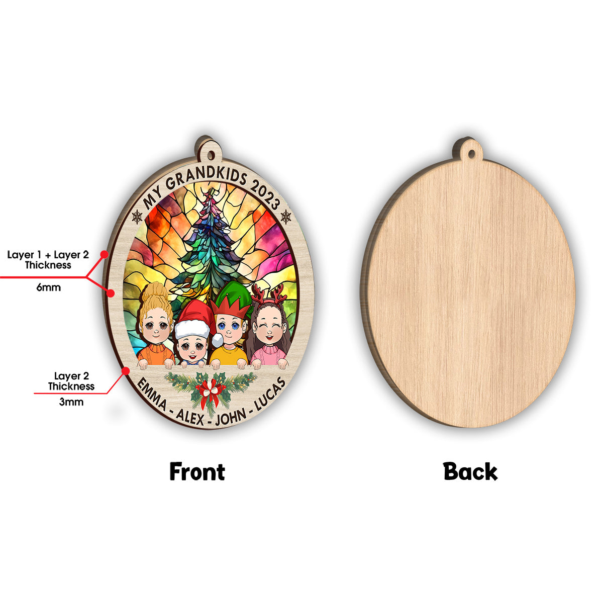 My Grandkids - Gift for grandma - Personalized 2 Layered Piece Ornament