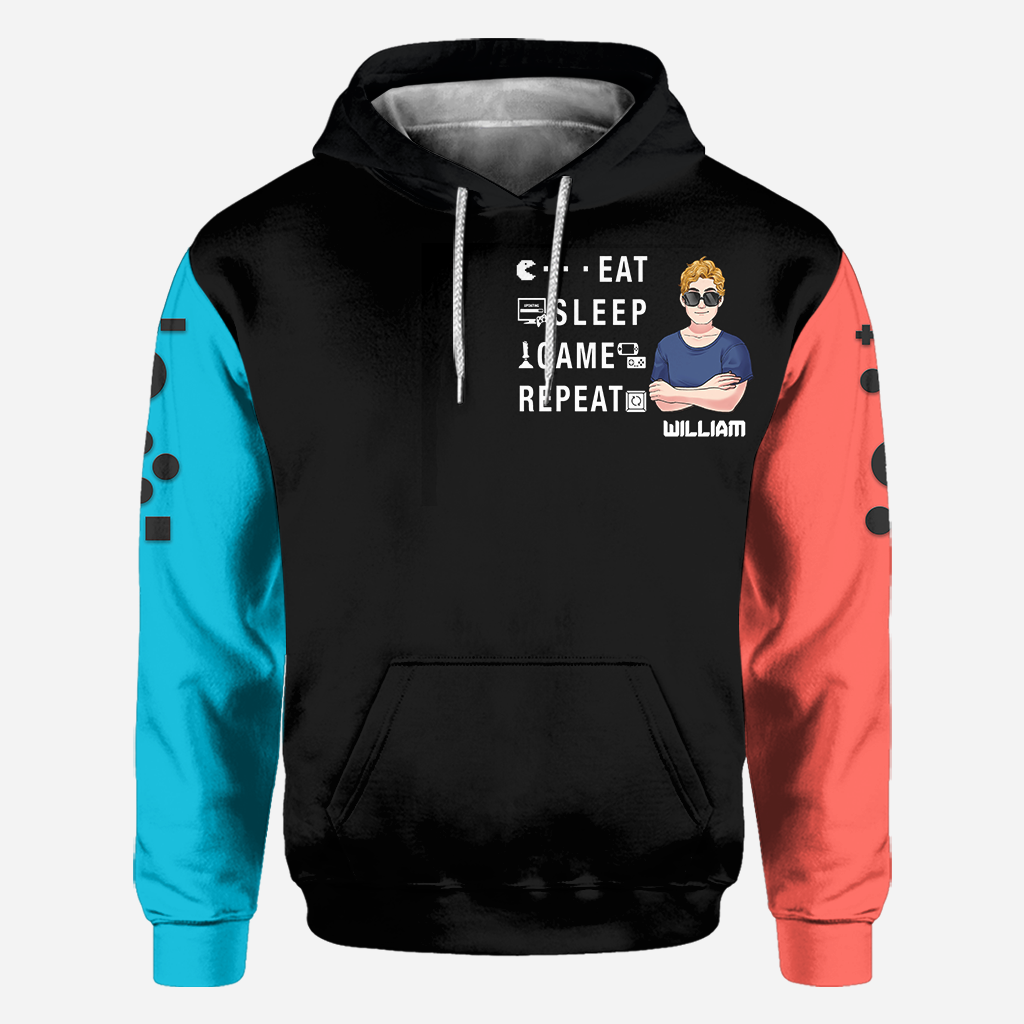 Eat Sleep Game Repeat - Personalized Video Game All Over Shirt