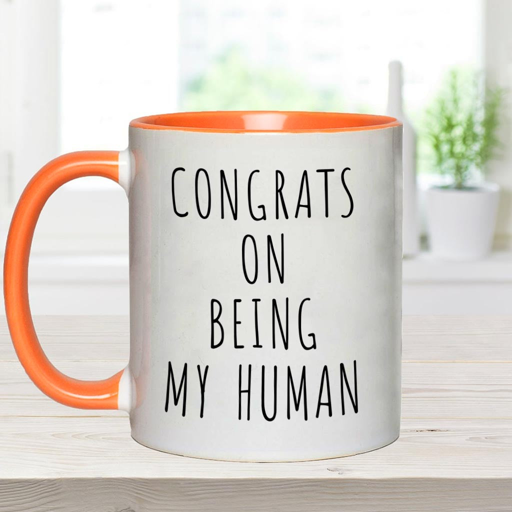 Congrats On Being My Human - Personalized Dog Accent Mug