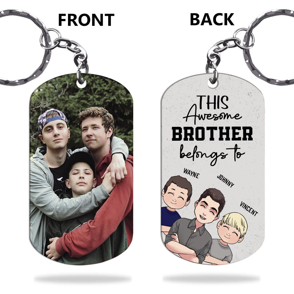 This Awesome Dad Belongs - Gift for dad, uncle, brother, grandpa - Personalized Stainless Steel Keychain