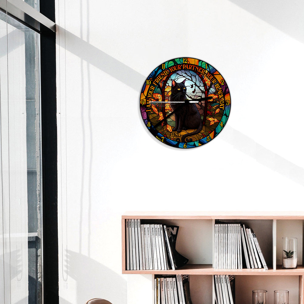 Black Cat - Personalized Black Cat Wall Clock