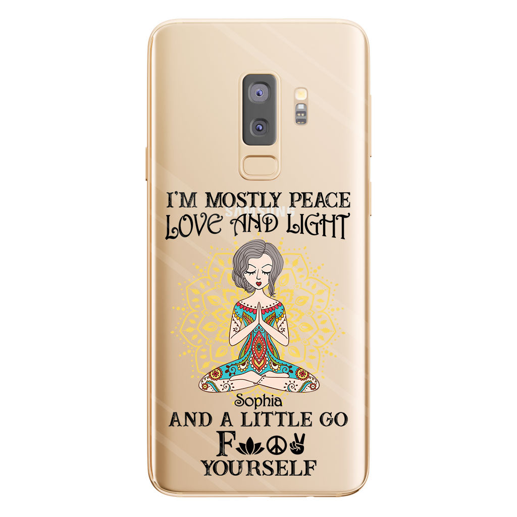 I’m Mostly Peace Love And Light - Personalized Yoga Clear Phone Case