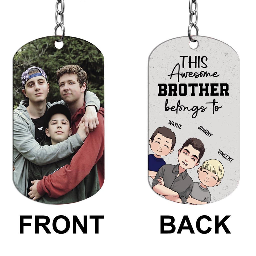 This Awesome Dad Belongs - Gift for dad, uncle, brother, grandpa - Personalized Stainless Steel Keychain