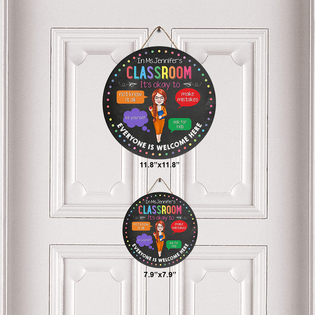 In This Classroom - Personalized Teacher Round Wood Sign