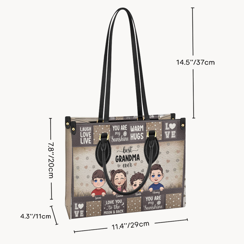 Best Grandma/ Mom Ever - Gift for grandma - Personalized Leather Handbag