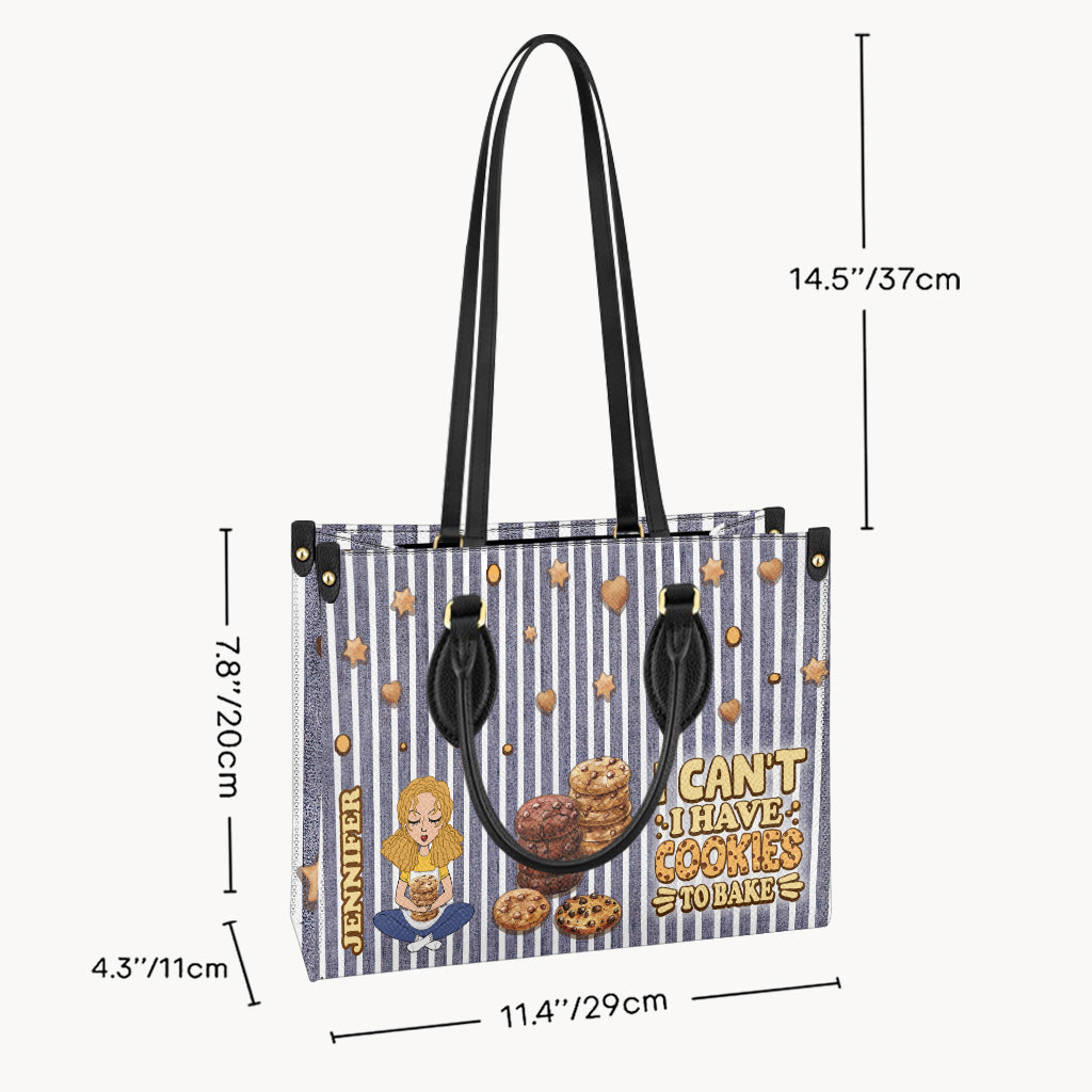 I Can't I Have Cookies To Bake - Personalized Baking Leather Handbag