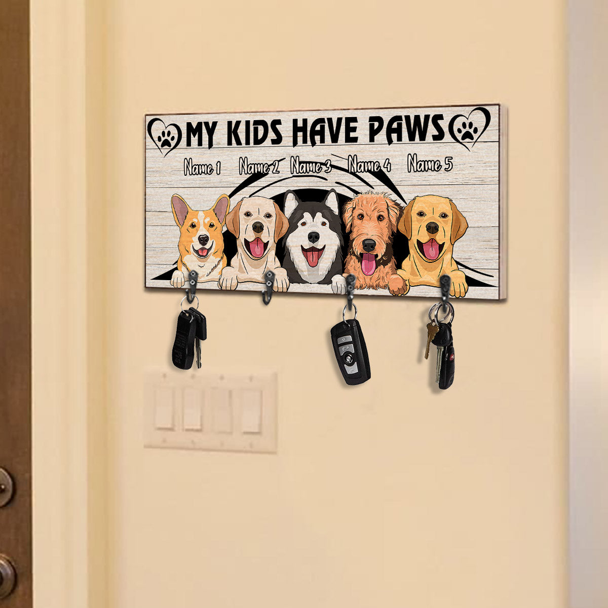 My Kids Have Paws - Personalized Dog Key Rack