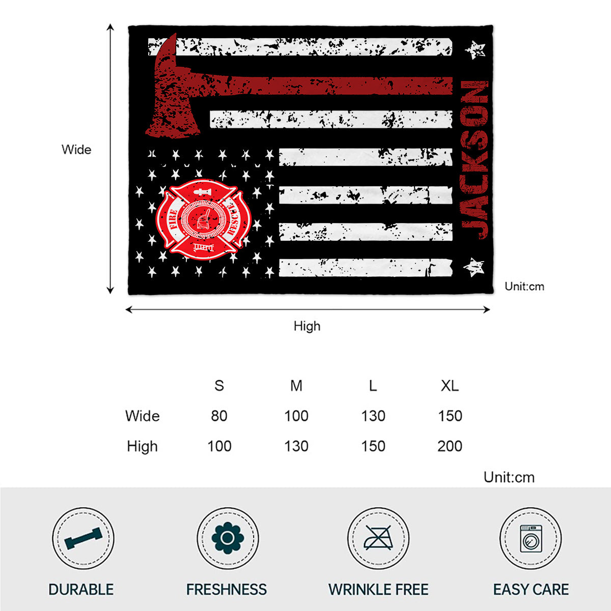 Proud Firefighter - Firefighter gift for him, dad, husband, son - Personalized Blanket