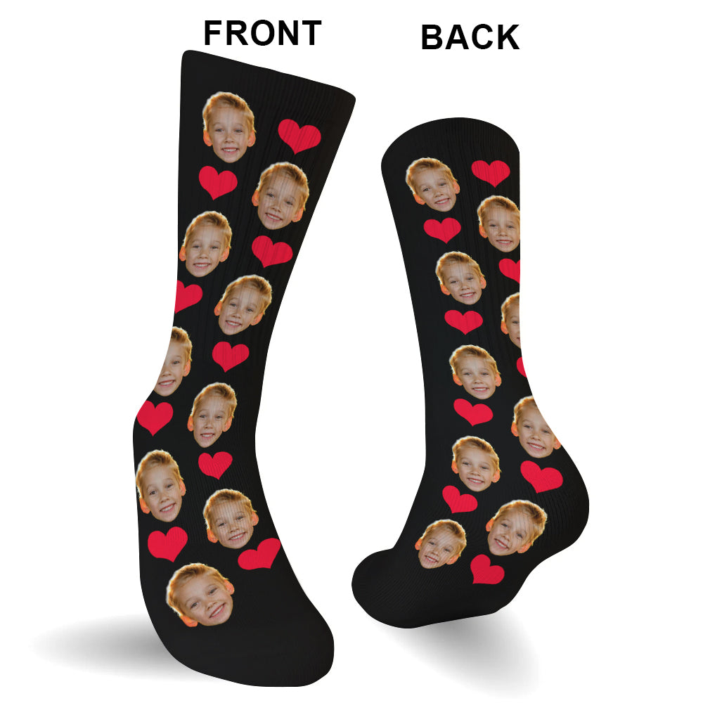 Custom Face Heart Pattern - Personalized grandson Socks