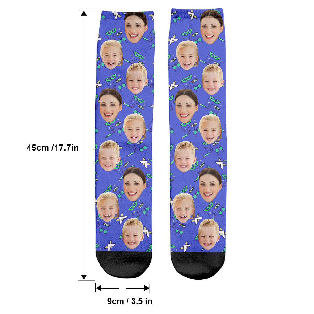 Custom Face Party Pattern - Personalized Step Mom Socks