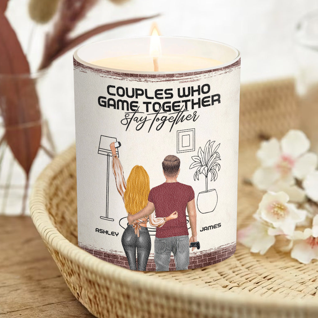 Couples Who Game Together Stay Together - Personalized Video Game Candle With Wooden Lid