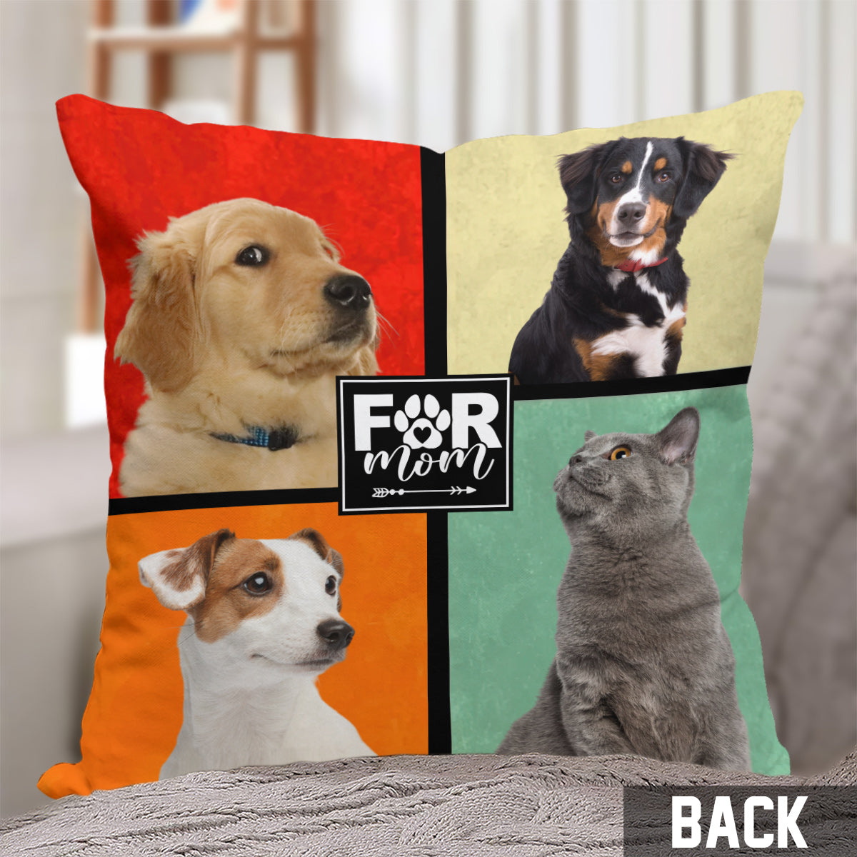 Dog Mom/ Cat Mom/ Fur Dad.... - Gift for dog lovers, cat lover - Personalized Throw Pillow