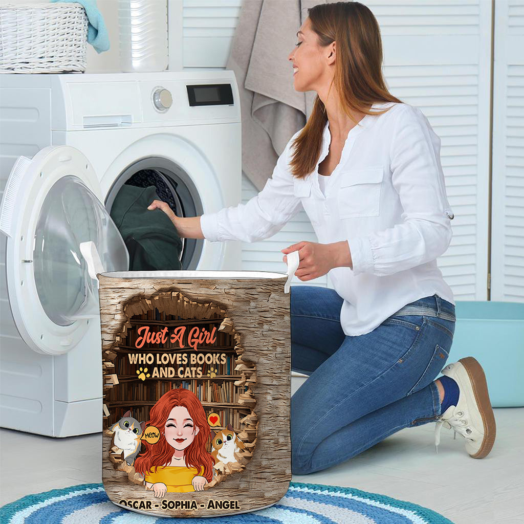 Love Books And Cats - Personalized Book Storage Basket