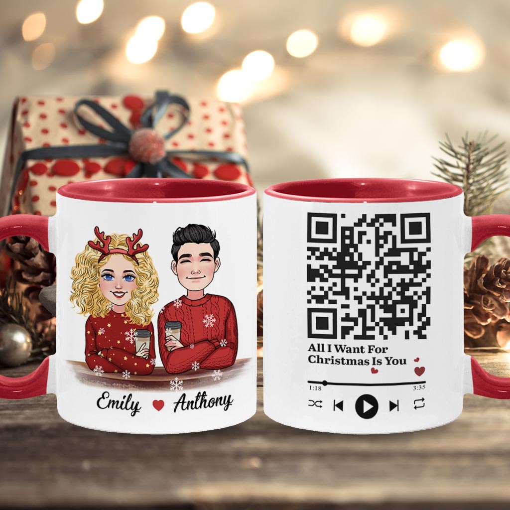 All I Want For Christmas Is You - Personalized Couple Accent Mug