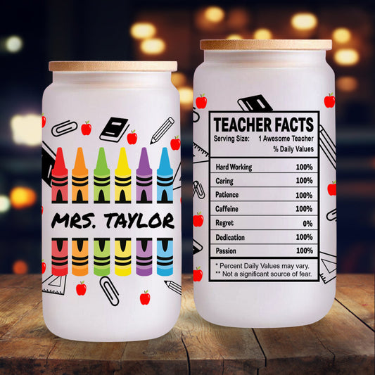 Teacher Facts - Personalized Teacher Can Glass