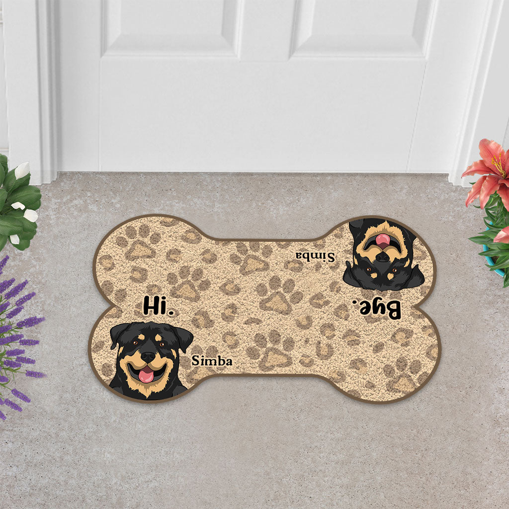 Hi Bye - Personalized Dog Shaped Doormat