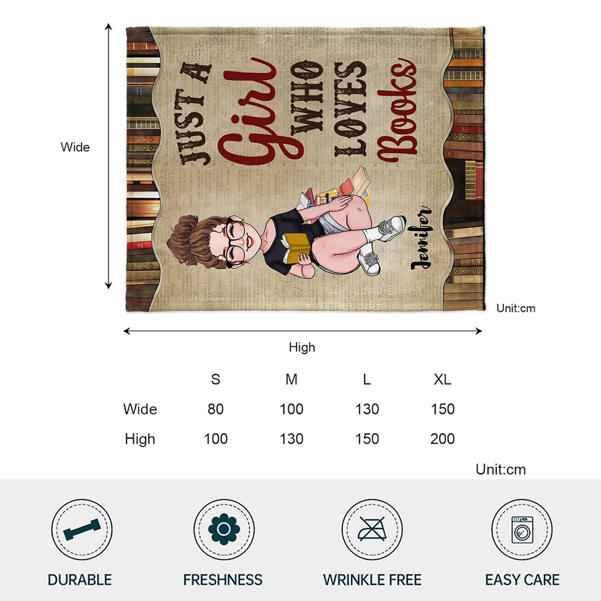Just A Girl Who Loves Book - Personalized Book Blanket