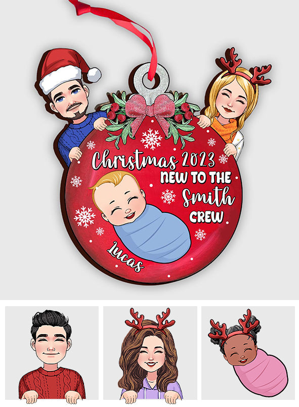 New To The Crew - Personalized Newborn 2 Layered Piece Ornament