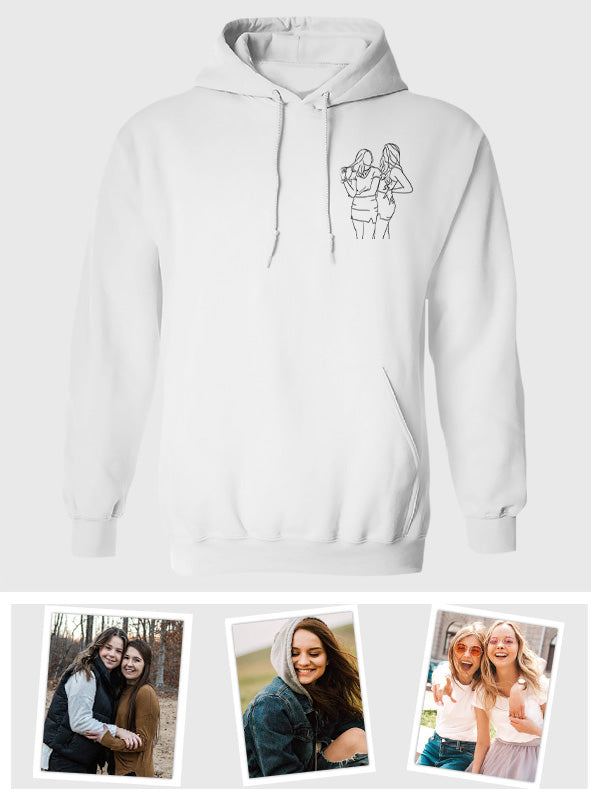 Custom Line Art - Personalized granddaughter Embroidered Hoodie