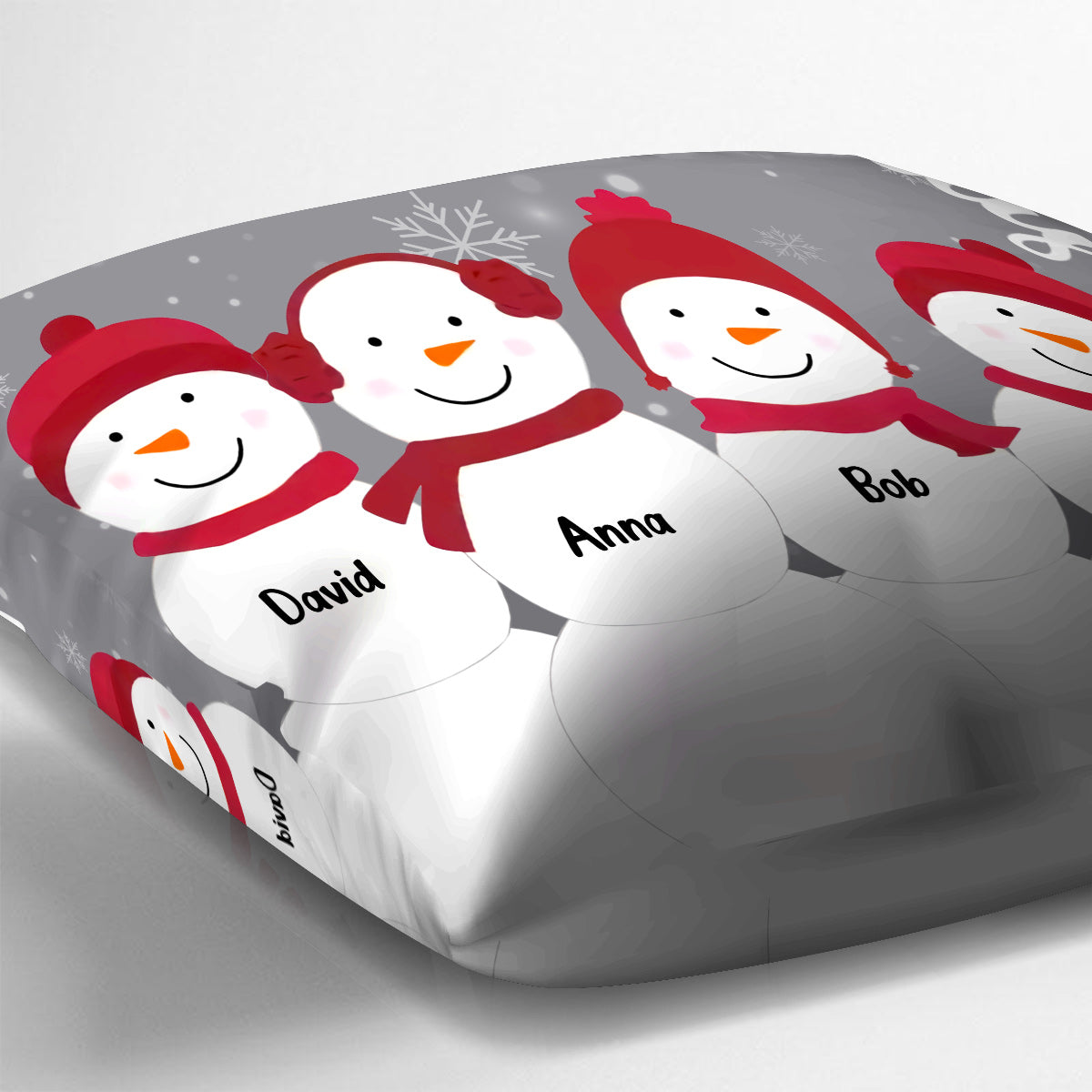 Snowman Family - Personalized Family Throw Pillow