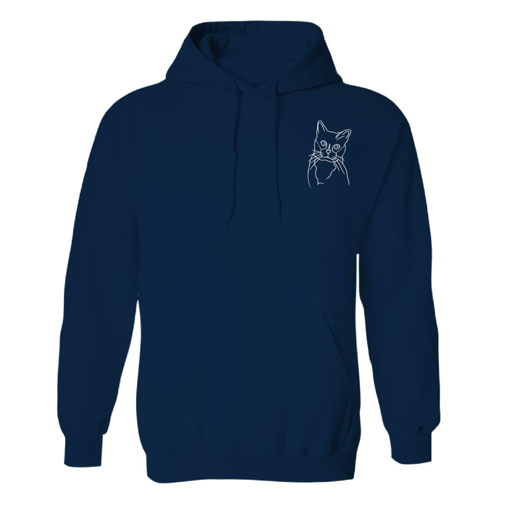 Custom Line Art - Personalized Cat Embroidered Hoodie