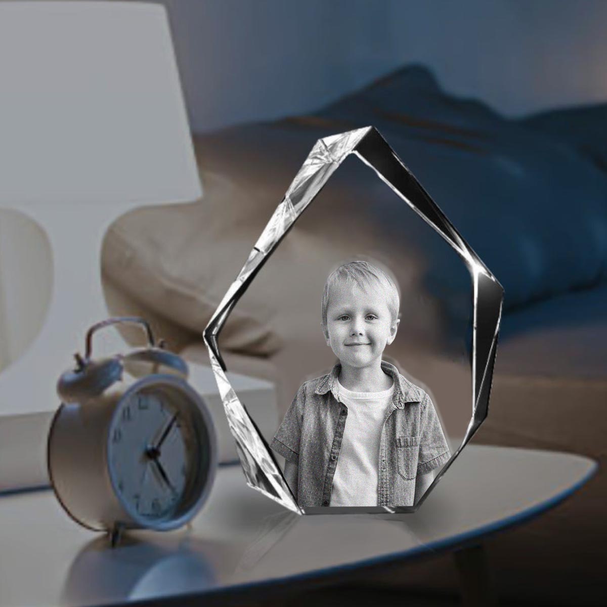 Custom Photo - Personalized Son Laser Engraving 3D Iceberg Shaped Crystal Lamp