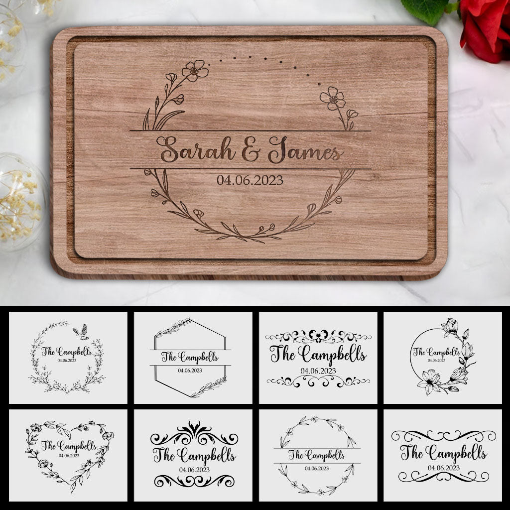 Cutting Board For Wedding Gift With Engraved Design - Personalized wedding Cutting Board
