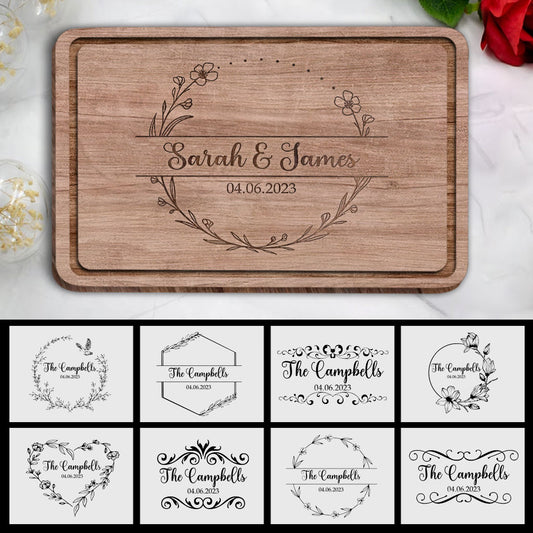 Cutting Board For Wedding Gift With Engraved Design - Personalized wedding Cutting Board