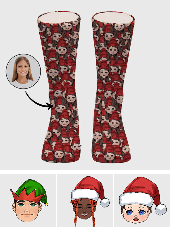Funny Chibi Faces For Couple Besties Family Matching Socks - Personalized Family Socks