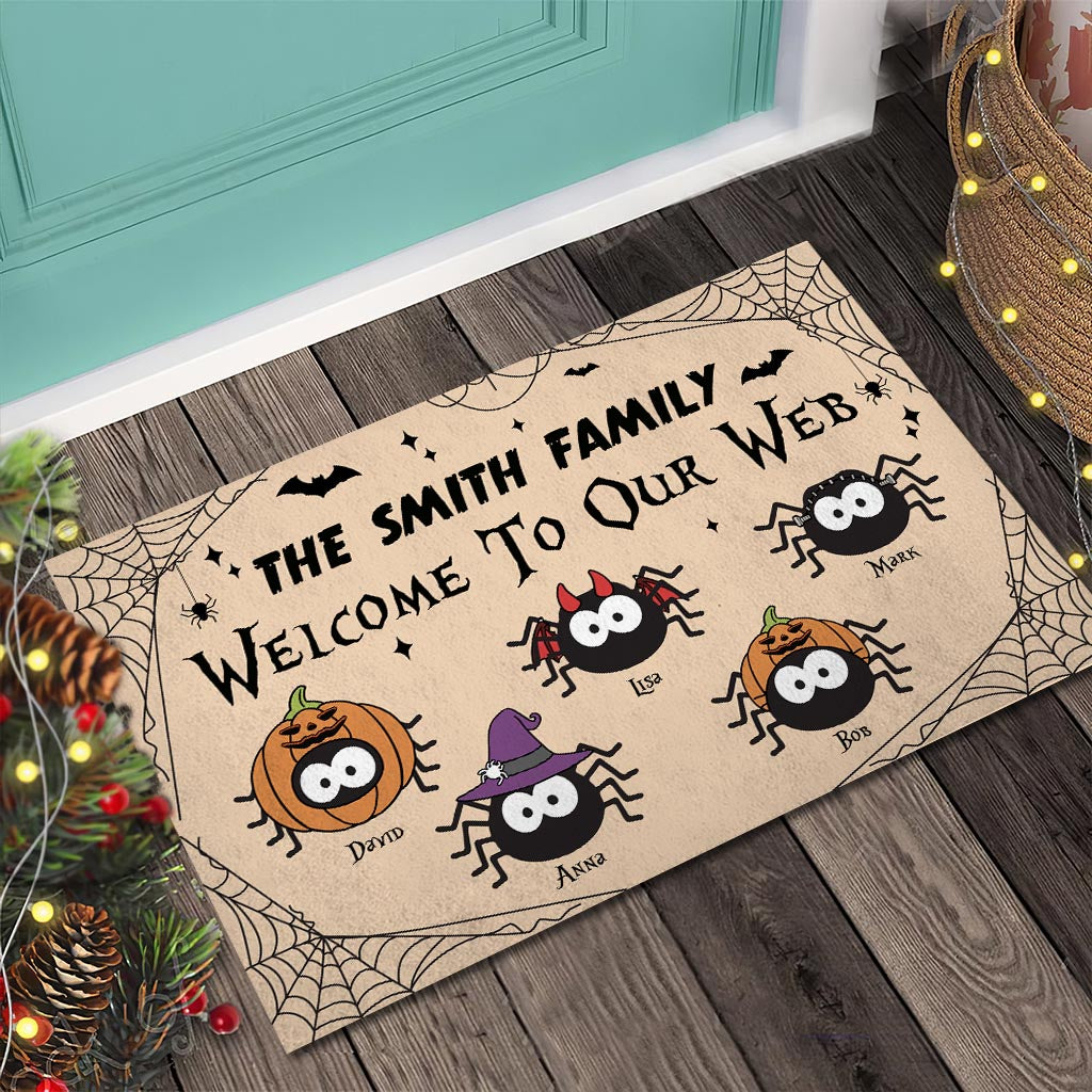 Welcome To Our Web - Personalized Family Doormat