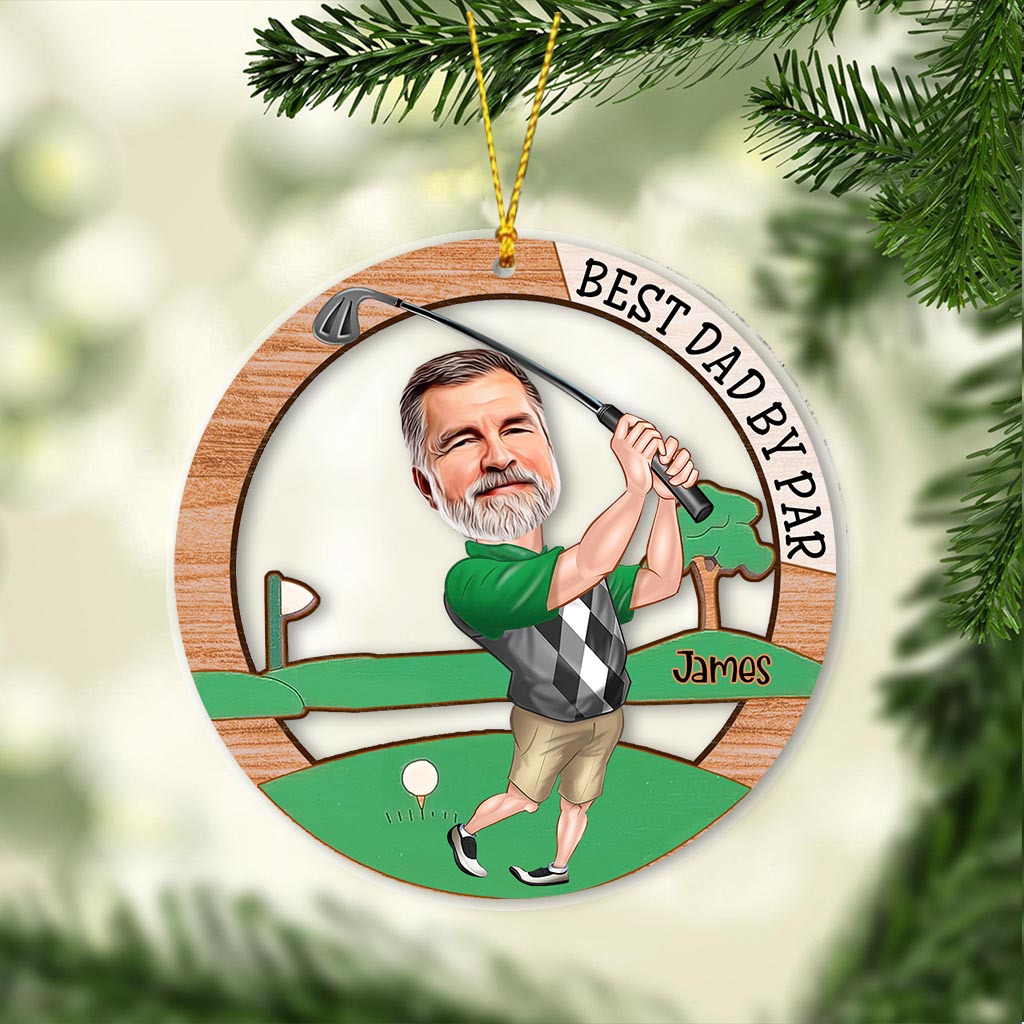 Best Dad By Par - Golf gift for dad, husband, boyfriend, him - Personalized Transparent Ornament
