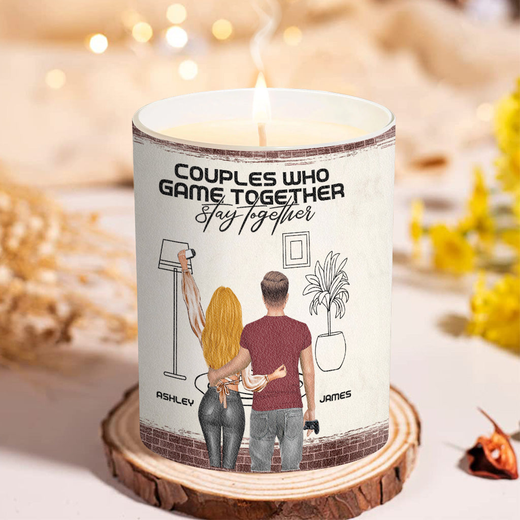 Couples Who Game Together Stay Together - Personalized Video Game Candle With Wooden Lid