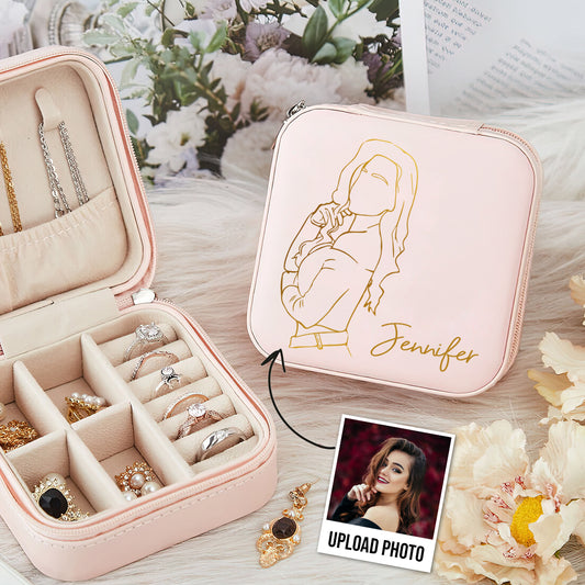 Custom Line Drawing - gift for grandma, mom, aunt, daughter, sister, granddaughter, wife, girlfriend - Personalized Jewelry Box