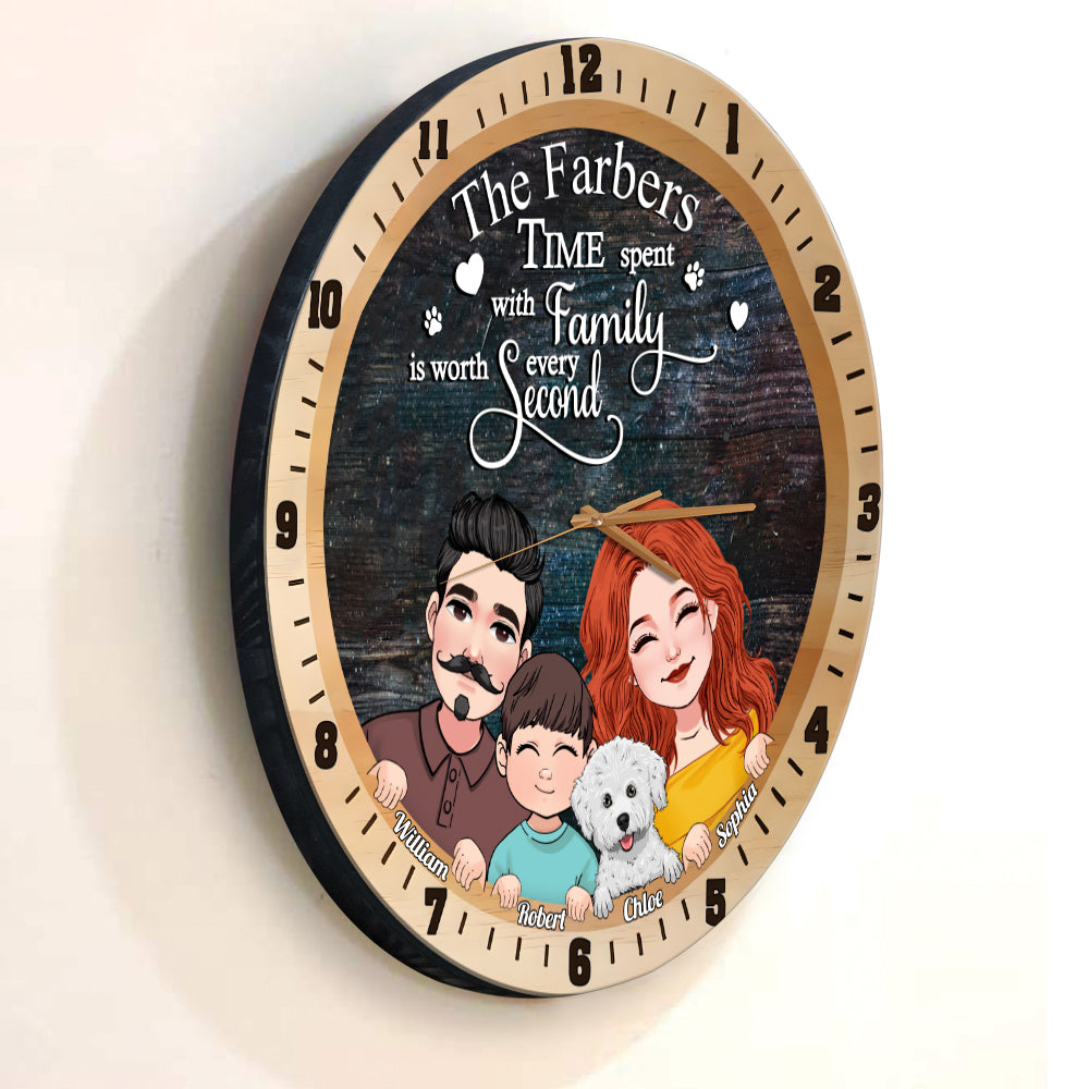 Time Spent With Family - Personalized Family Wall Clock