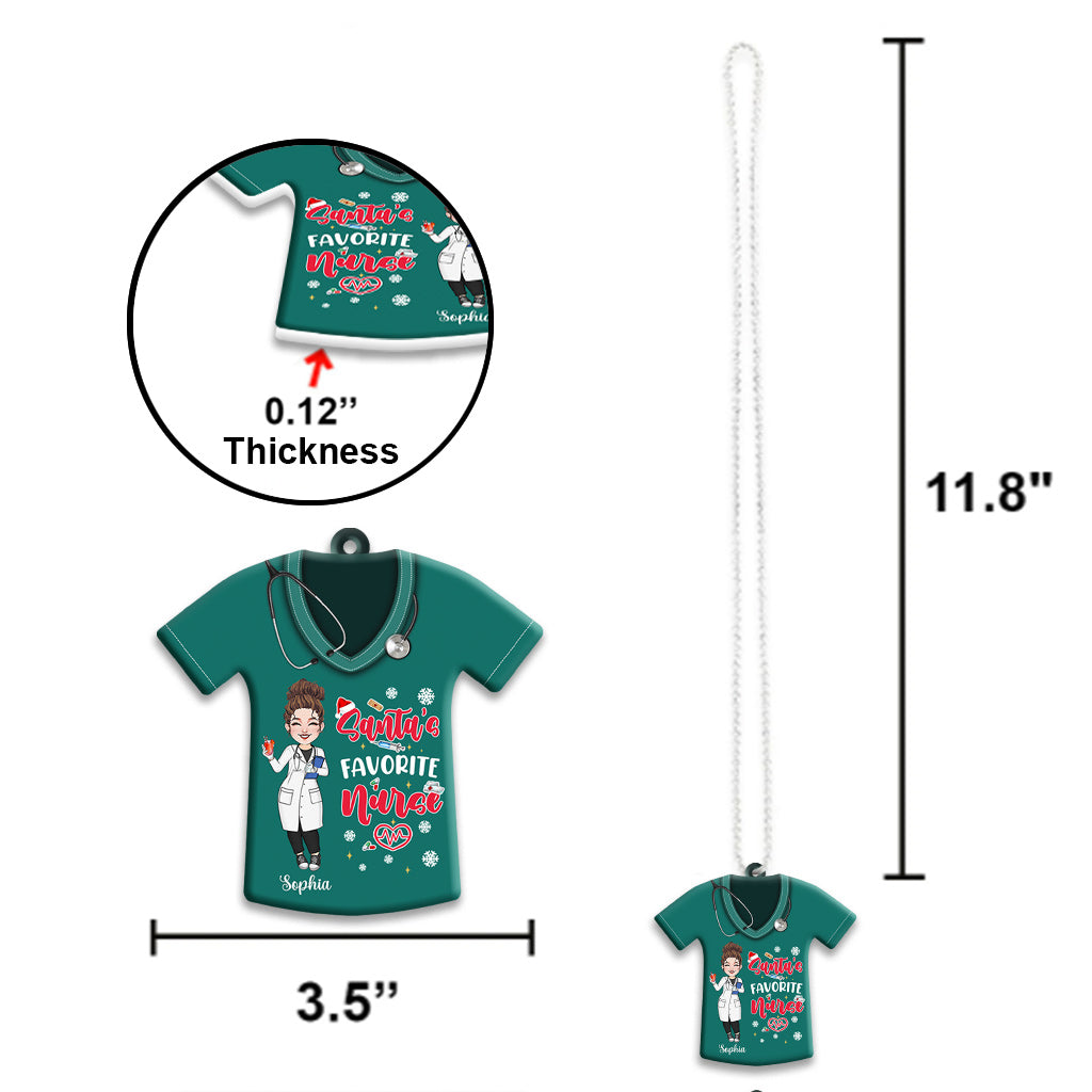 Santa's Favorite Nurse - Personalized Nurse Car Ornament