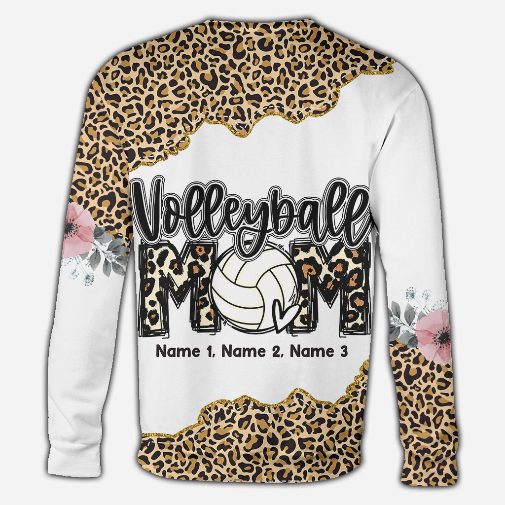 Volleyball Mom Leopard - Personalized Volleyball All Over Shirt