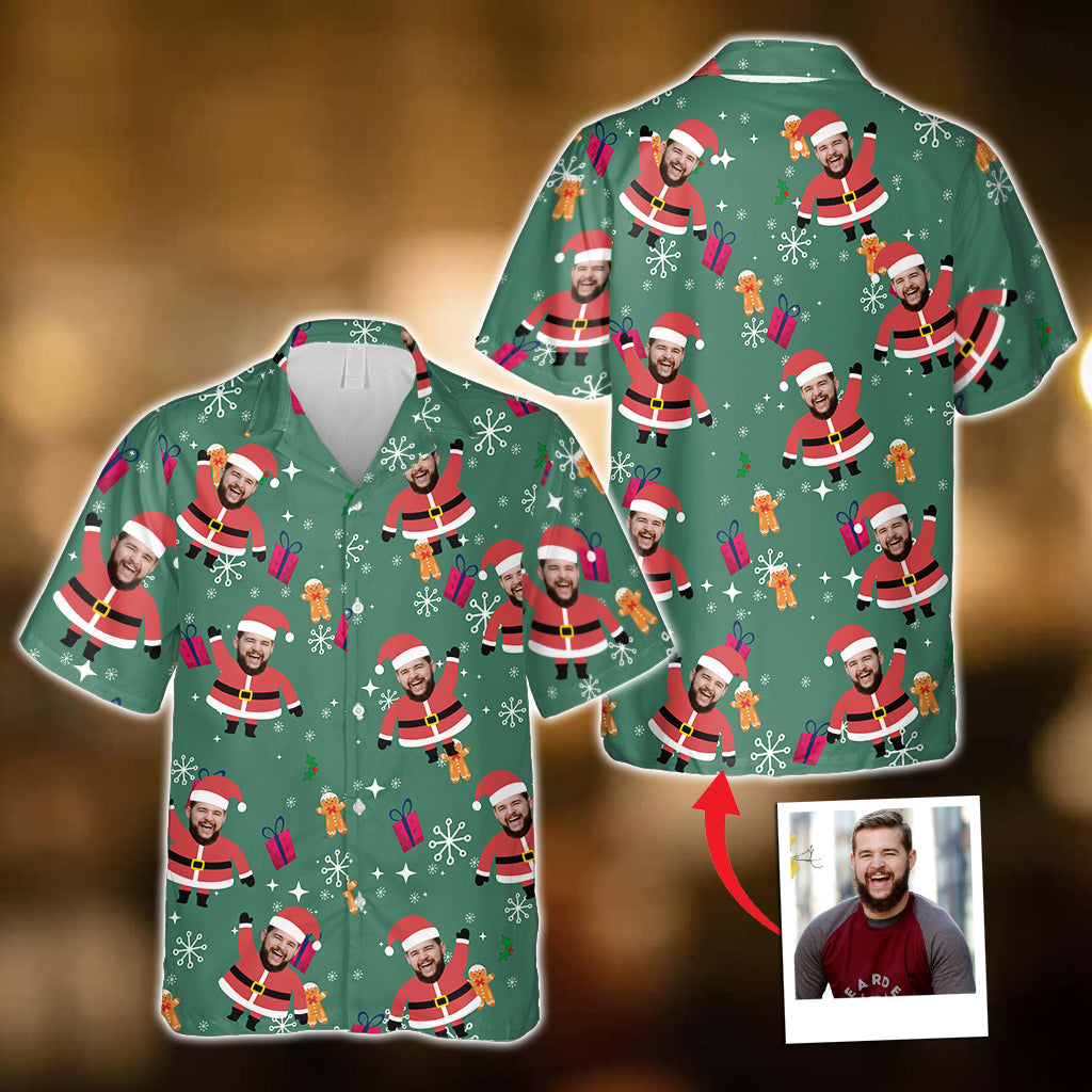 Custom Face Christmas Santa - Personalized Hawaiian Shirt