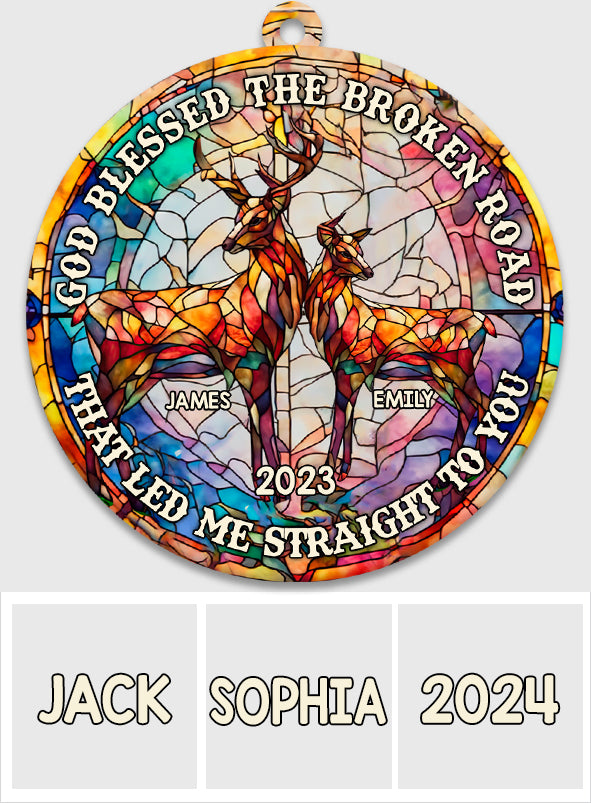 God Blessed The Broken Road - Personalized Hunting Car Ornament