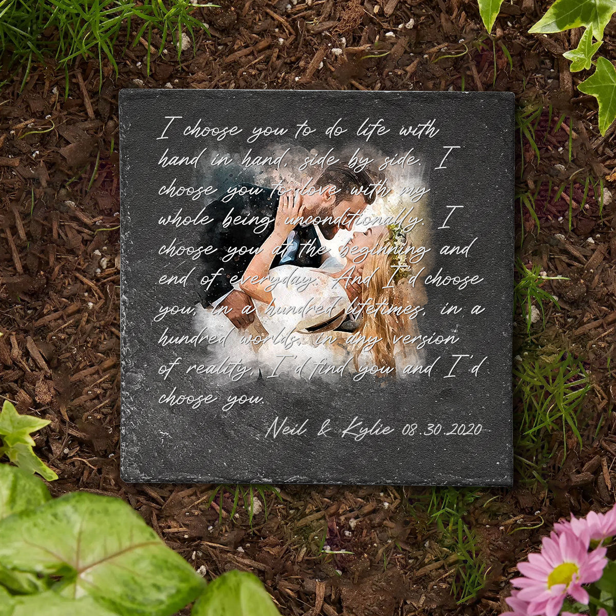 I Choose You - Personalized Husband And Wife Square Shaped Stone