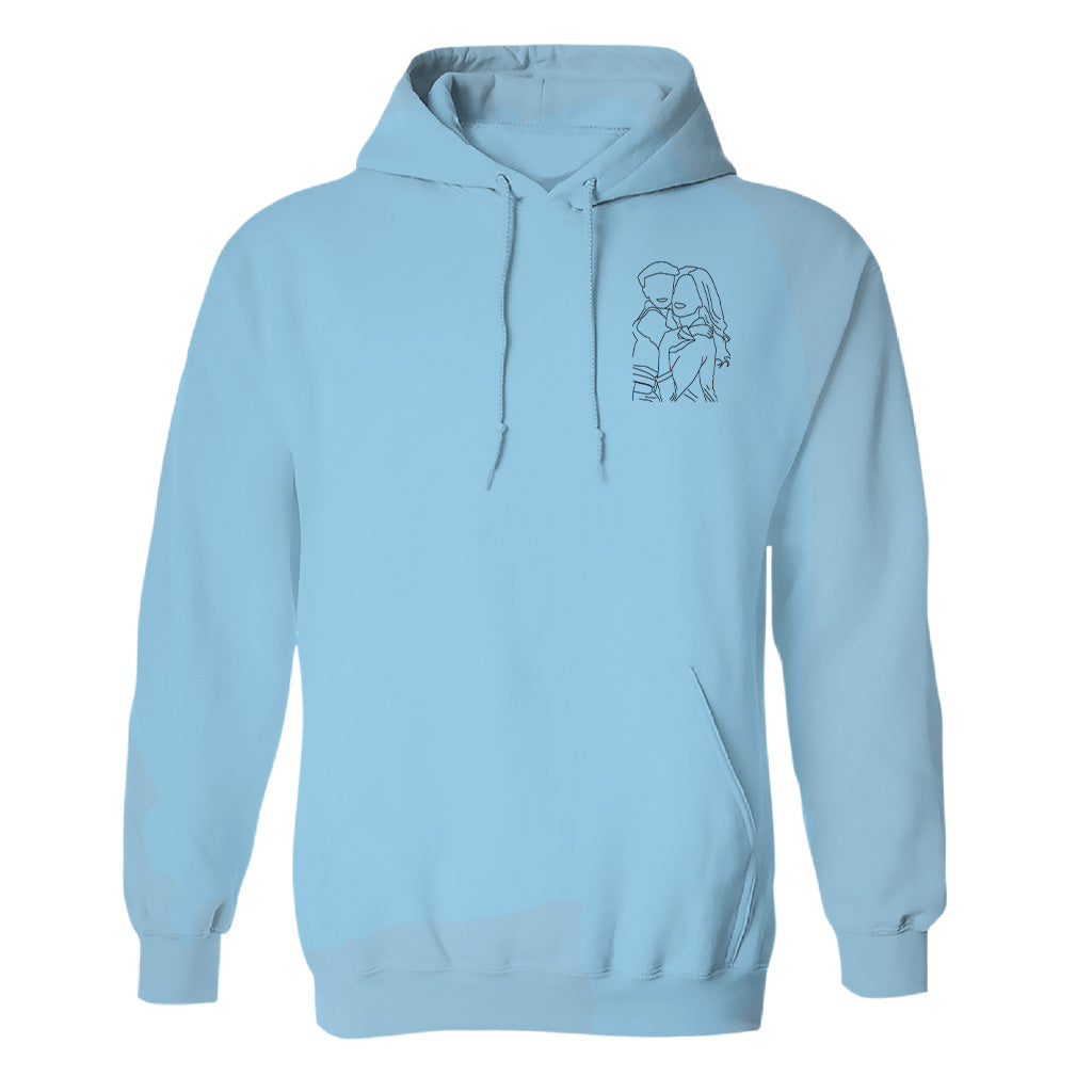 Custom Line Art - Personalized Aunt Embroidered Hoodie