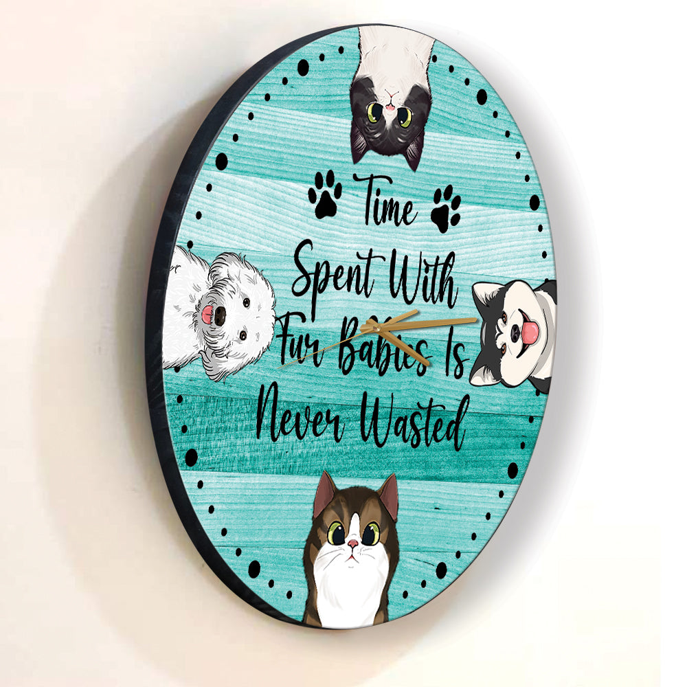Time Spent With Cat - Personalized Cat Wall Clock
