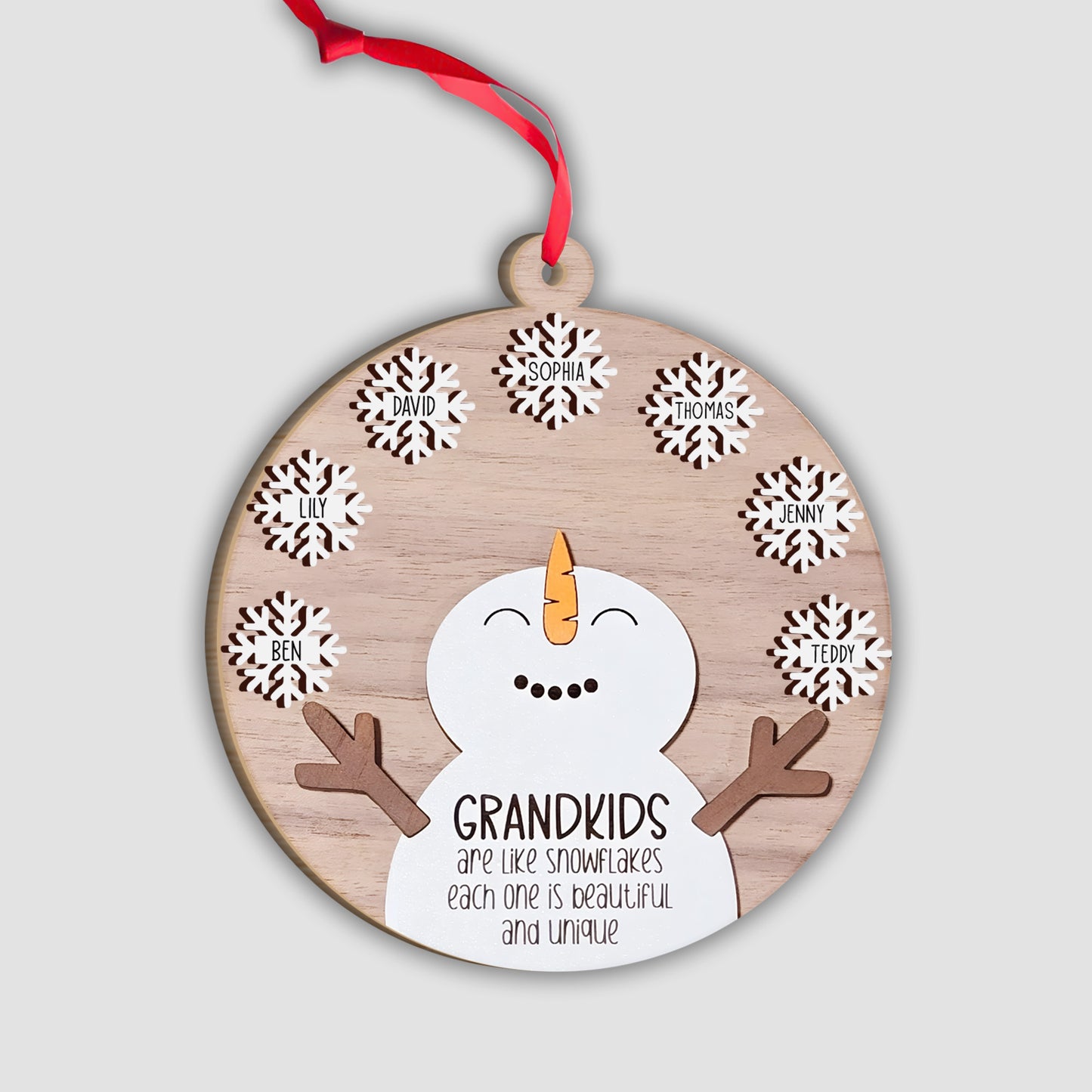 Grandkids Are Like Snowflakes - Gift for grandma - Personalized 2 Layered Piece Ornament