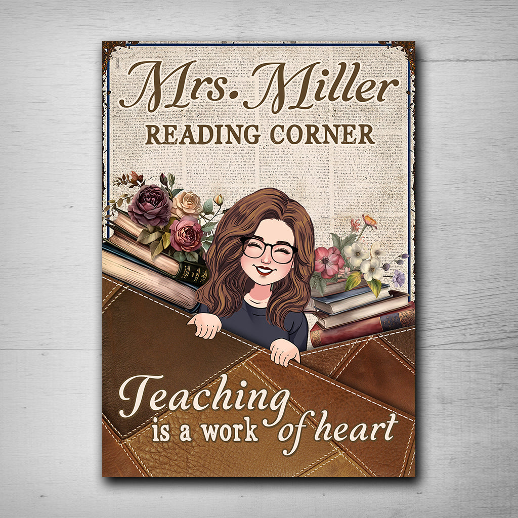 Teaching is a work of heart - Personalized Teacher Rectangle Metal Sign