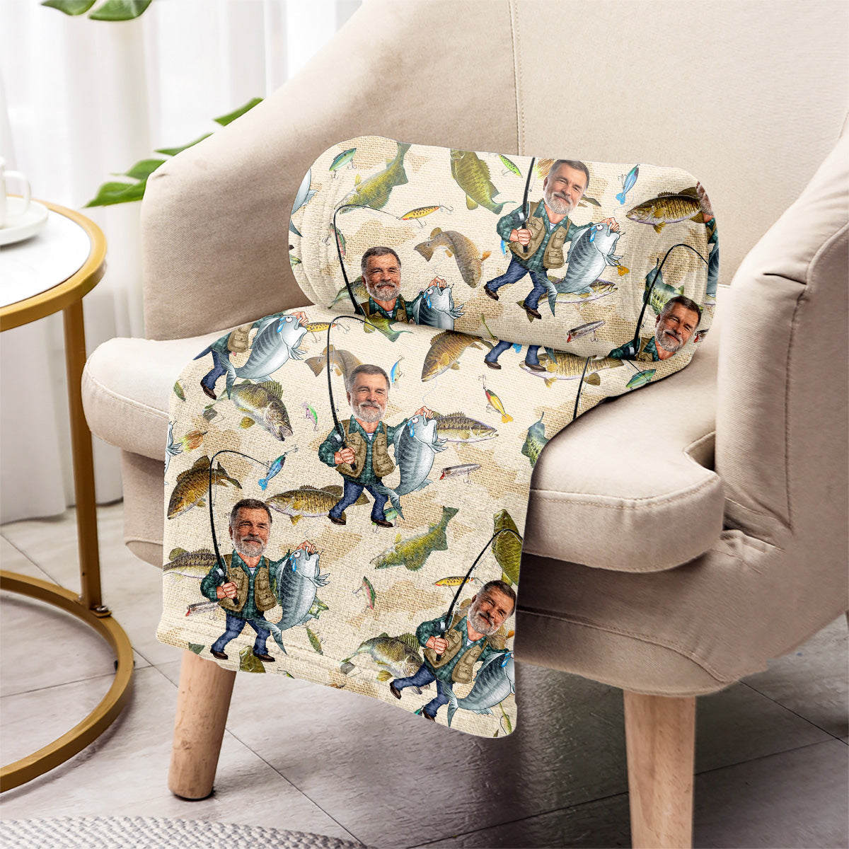 Photo Inserted Funny Fishing - Personalized Fishing Blanket