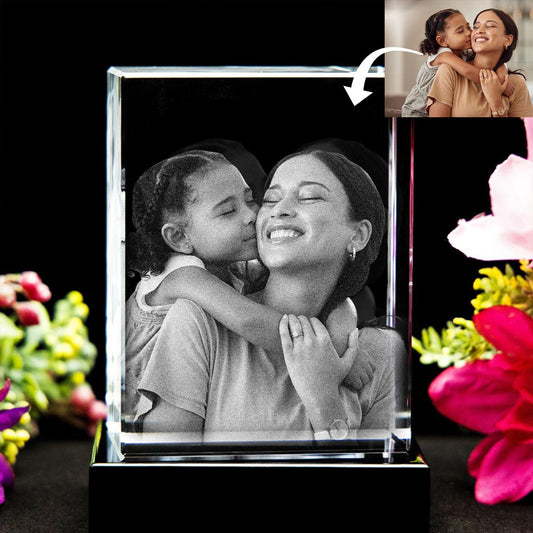 The Bonus Mom - Gift for Step Mom - Personalized Laser Engraving 3D Cuboid Shaped Crystal Lamp
