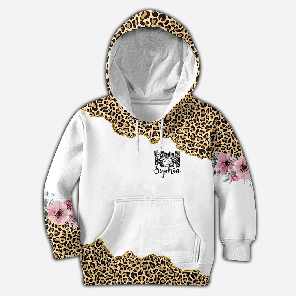 Volleyball Mom Leopard - Personalized Volleyball All Over Shirt