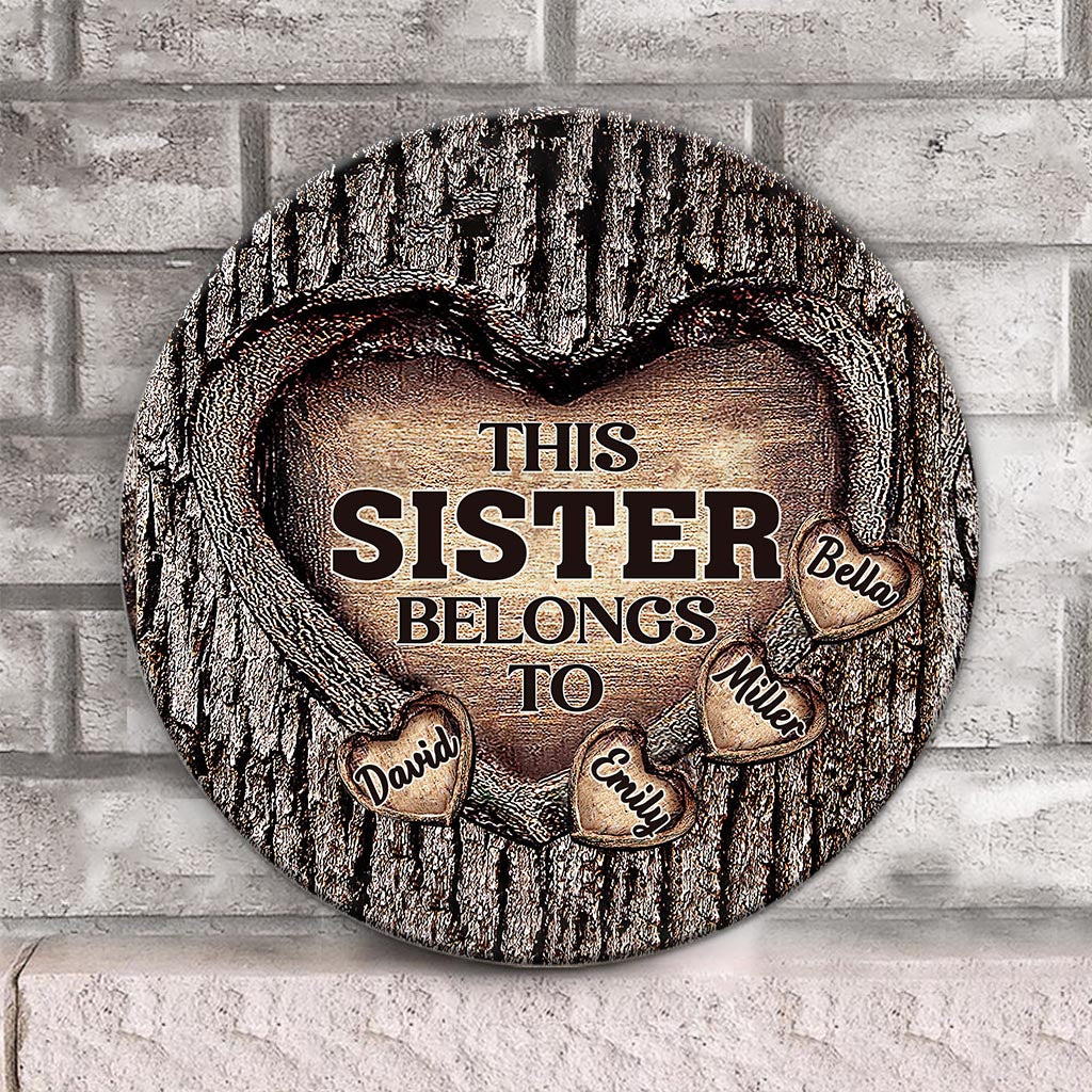 Dad's Heart - Gift for dad, grandma, grandpa, mom, uncle, aunt, brother, sister - Personalized Round Wood Sign